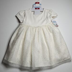 Carter’s Baby Girl Holiday Dress & Bloomer Set – 18M White Sparkle Tulle NWT